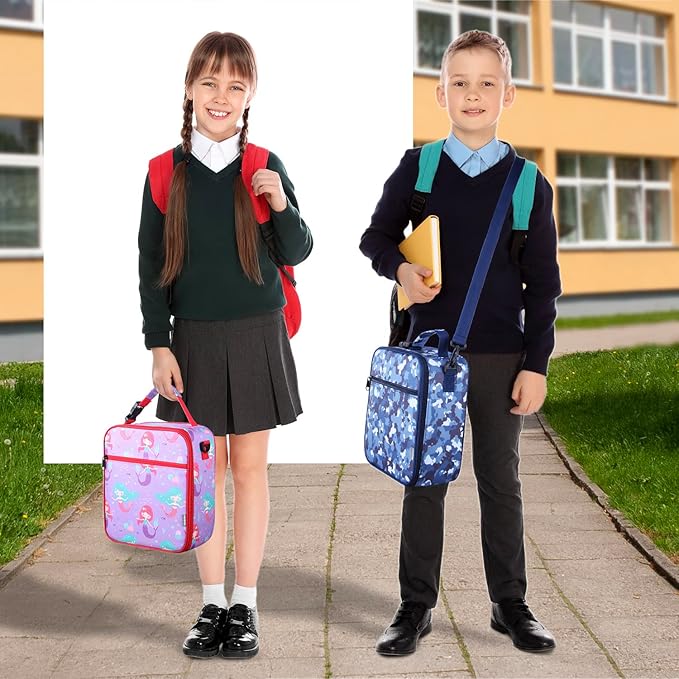 Kids Insulated Lunch Box Bag, Thermal Picnic Cool Bags with Adjustable Strap for Adults Children Women Men Boys Girls School Work (Planet01)