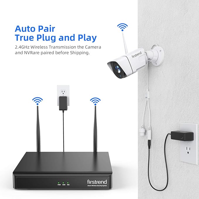 Wireless Security Camera System, Firstrend 8CH 1080P Wireless NVR System with 4 pcs 1.3MP IP Security Camera with 65 ft Night Vision and Easy Remote View, P2P CCTV for Home(No Hard Drive)