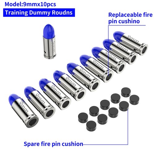 Tipfun 9mm Round Action Training Snap Caps for Dry Fire Training Dummy Rounds Practice Safe Loading Firing(9mm-10pcs)