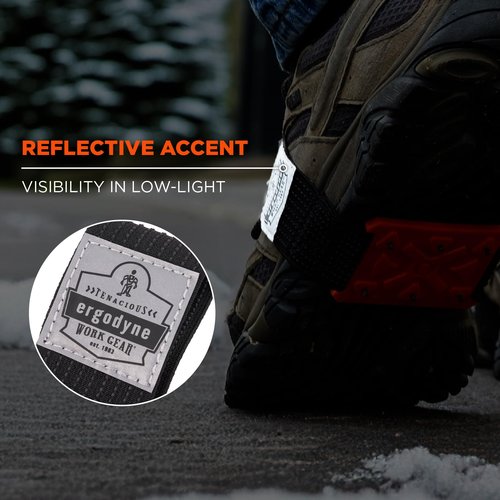 Ergodyne TREX 6316 Mid-Sole Ice Cleats Traction for Flat Soles, Easily Rotates for Indoors, Driving, Climbing