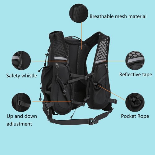 Running Vest with Water Bladder ,Hydration Vest Backpack for Women and Men,Lightweight Pack with 2L Water Bladder Backpack for Hiking Trail Running Cycling and Race Marathon (Black, Style02)