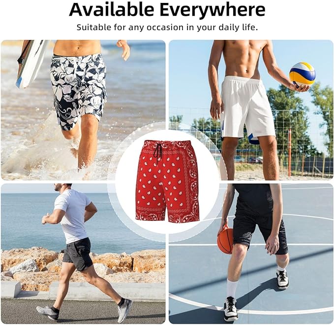 Mens Swim Trunks with Mesh Lining,Quick Dry Swimsuit Board Shorts Beach Pants Swimwear Bathing Suits