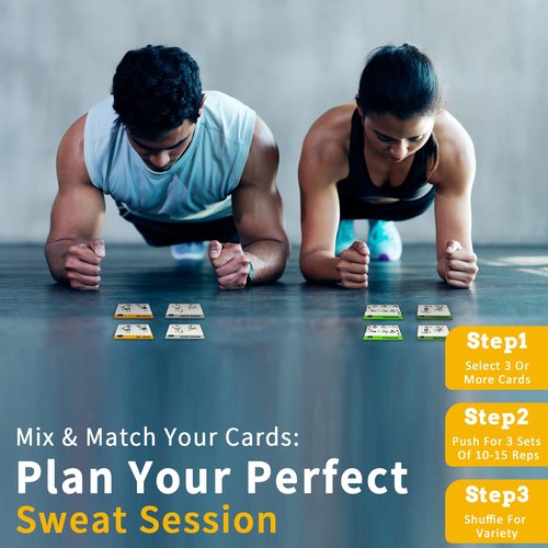Dumbbell Workout Cards, 62 Large 5"x3.5" Exercise Cards for Home & Gym, Strength Training, Muscle Building, Beginner Fitness Guide, Fitness Cards for Men & Women