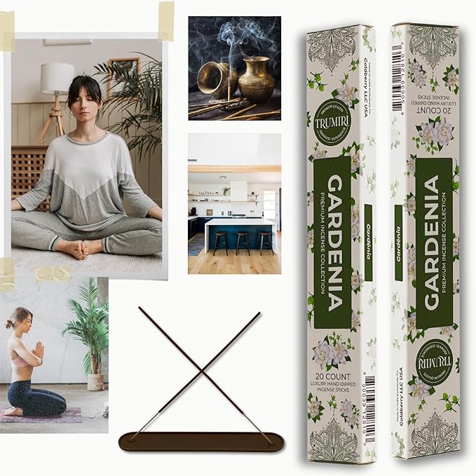 Gardenia Incense Sticks - Total 40 Insence-Sticks - Dual Pack of 20 Insense - Inciensos - Inscents - Natural Non Toxic Ingredients - Incents - Incence - Inscense - Insents