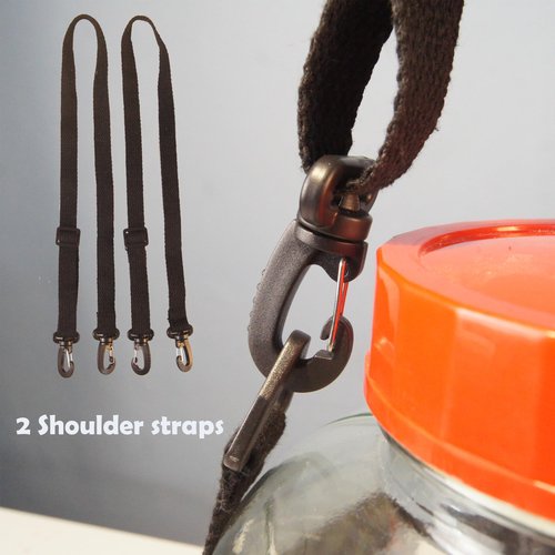 Storbuffs 1 Gallon Glass Jar Easy-Carry Straps,2 Gallon Glass Bottle Carrying Straps.with 4 Triangle Buckle,2 Adjustable Tote Straps.Gray,Polyester Cotton 1mm,Fit 0.5~2 Gallon,Black,not Included Jar