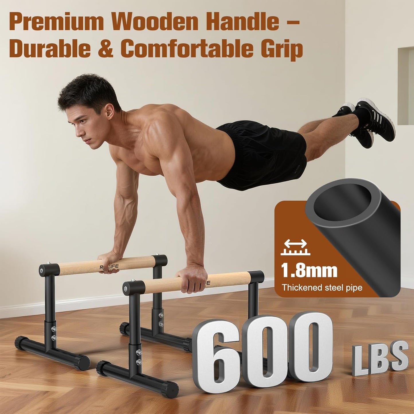 RELIFE REBUILD YOUR LIFE Dip Station Functional Heavy Duty Dip Stands Fitness Workout Dip bar Station Stabilizer Parallette Push Up Stand