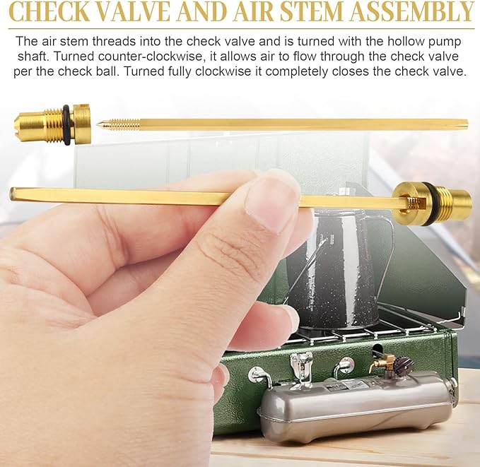 Check Valve and Air Stem Assembly Compatible with Coleman Stove Valve Part for Fuel Lantern or Stove - 1 Pcs