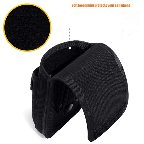 TACNEX Tactical MOLLE Phone Pouch Case Dual Mobile Holder Holster fit Belt Vest Hevay Duty Nylon Carrier Bag for Police LE Security EMS EMT Construction Range Field Outdoor Black
