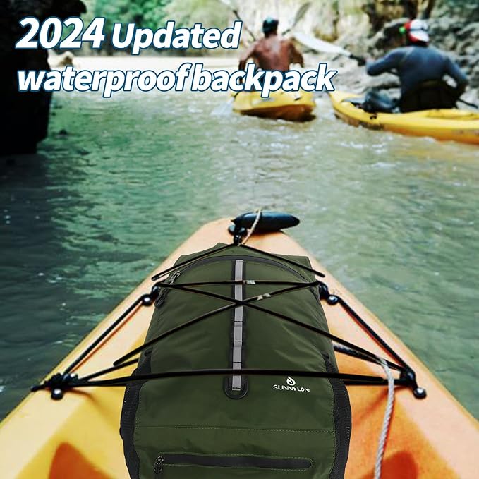 Dry Bag Backpack,20L Dry bags Waterproof Kayaking with Waist Pouch and Phone Case,Waterproof Backpack Marine dry bag for Kayaking,Beach,Rafting, Boating,Hiking,Camping and Fishing (Green)