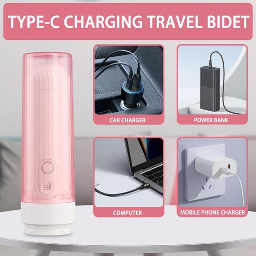 Portable Bidet for Travel - High Pressure USB Rechargeable Handheld Bidet with 3 Spray Modes - Electric Water Sprayer Toilet for Men and Women - Personal Hygiene and Postpartum Care