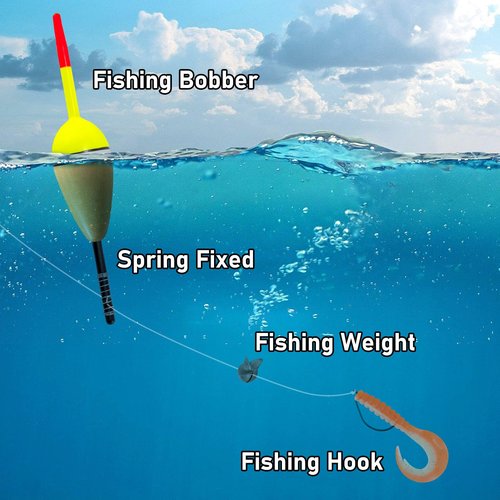 Alwonder 4-Pack Fishing Bobbers Floats, Buoyant Balsa Wood Body Spring Fishing Floats and Bobbers, Oval Bobber for Crappie Bluegills Trout Bass Panfish Catfish Walleyes 2.2“