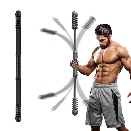 Elastic Fitness bar, Weight bar, Core Strength Training, Arm Twister, Home Gym Workout, Suitable for Men, Women Body Shaping and Fat Burning Training (Black)