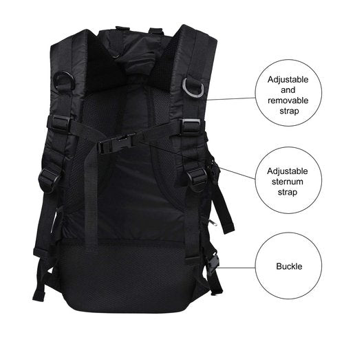 PAIWPHLI Tactical Backpack Flight Parachute Pack Large Lightweight Travel Backpack with Molle for Outdoor (Black)