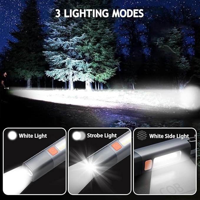 Rechargeable LED Flashlights High Lumens, 20,000 Lumens Super Bright Flashlight with USB Cable and Hook, 3 Modes, Waterproof Flash Light Handheld Powerful Flashlight for Home Camping Emergencies