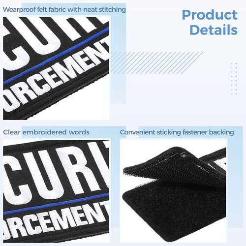 2 Pcs Security Patches for Vest, Security Enforcement Agent Patches, Security Velcro Patch with Sticking Fasteners for Uniforms, Jackets, One Small and One Large
