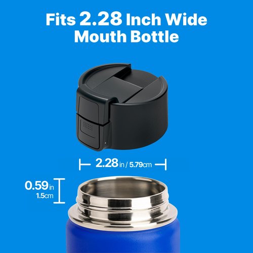 Bluwing Auto Flip Lid for Hydro Flask 12 16 18 20 32 40 64oz Wide Mouth Water Bottles, Replacement Lid Cap with Button Lock for Thermoflask, koodee, Iron Flask and Other Wide Mouth Bottles