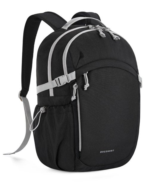 BAGSMART Travel Backpack for Women&Men,Lightweight 15.6" Casual Backpack for College,TSA Carry On Backpack for Airplanes,Water Resistant Personal Item Bag for Gym,Hiking,Work,Black