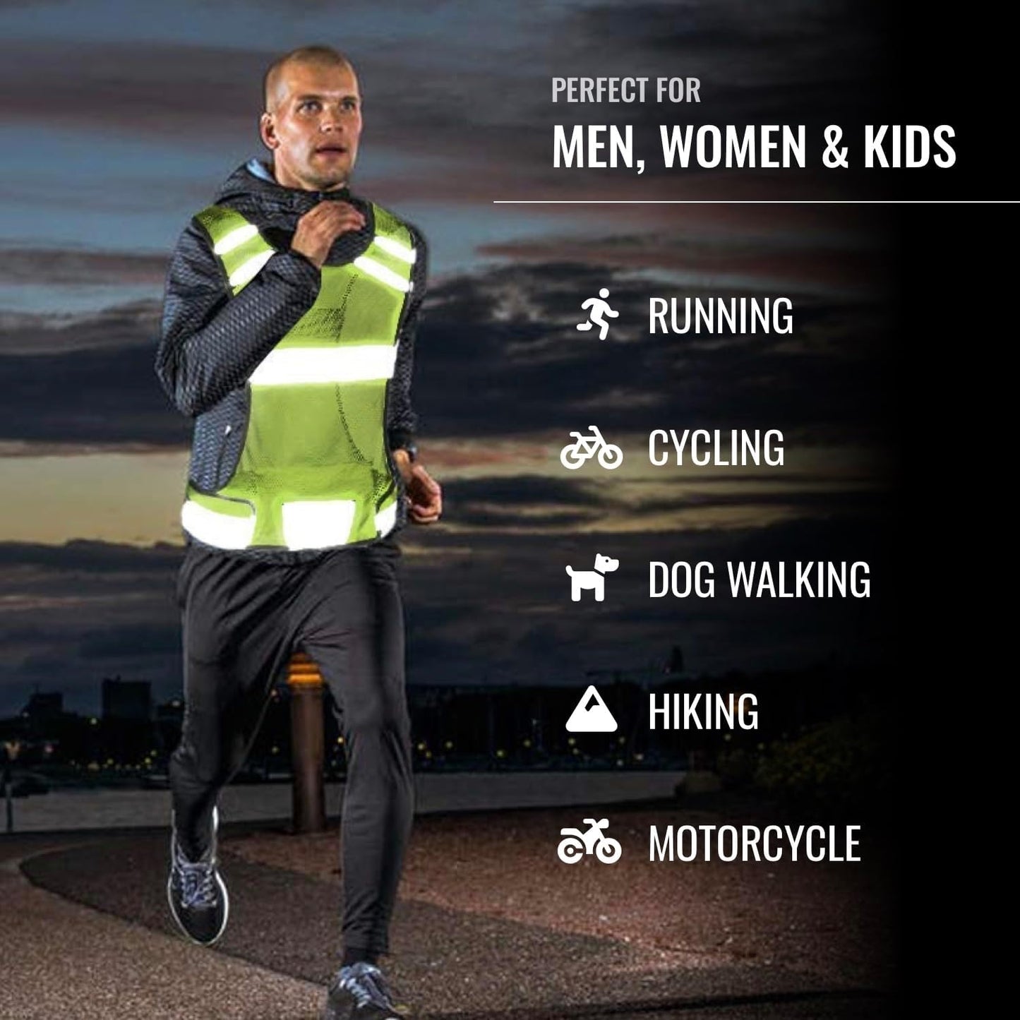 Mesh Reflective Vest with Inside Pocket - High Visibility Reflective Running Safety Vest Straps for Men Women & Kids