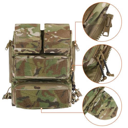 KRYDEX Tactical Modular Zip On Backpack for Vest JPC2.0 CPC AVS Zipper Molle Back Panel (MC)