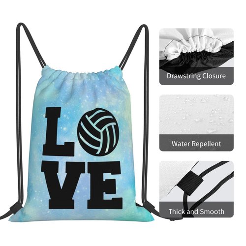 AIMASTZ Love Volleyball Unisex Drawstring Backpack Bag Sport Gym Swim Travel Sackpack