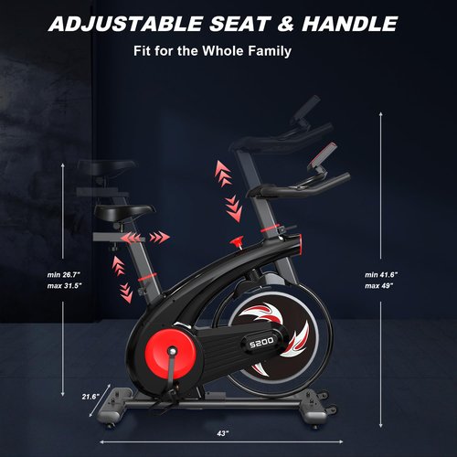 Exercise Bike,Stationary Bikes for Home - Adjustable Workout Bike, Professional Exercise Bikes for Home, Efficient Workout Bike with Smartphone Mount & Digital Pulse Display