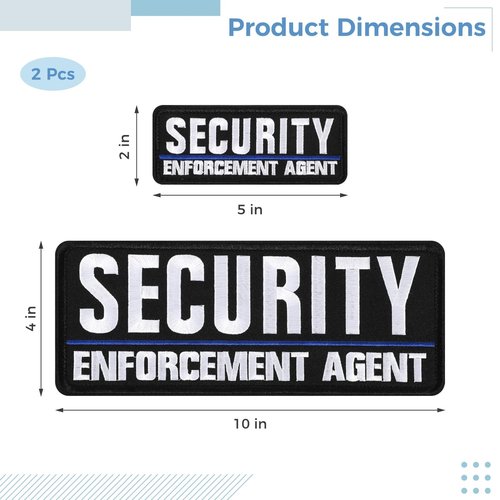 2 Pcs Security Patches for Vest, Security Enforcement Agent Patches, Security Velcro Patch with Sticking Fasteners for Uniforms, Jackets, One Small and One Large