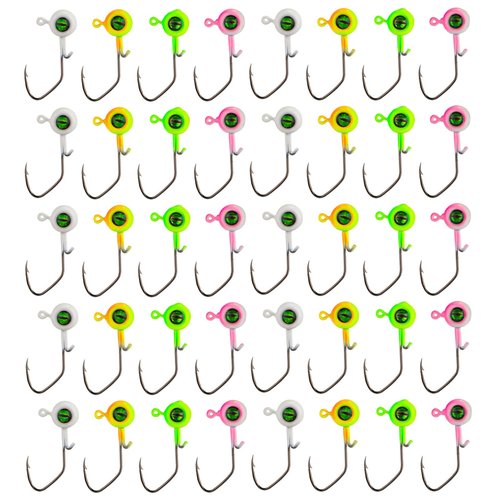 40pcs Crappie Jig Heads, Fishing Jig Head Hooks Lure with 3D Eyes Swimbait Jig Head 1/16oz for Crappie Bass Fishing Accessories Gift for Men