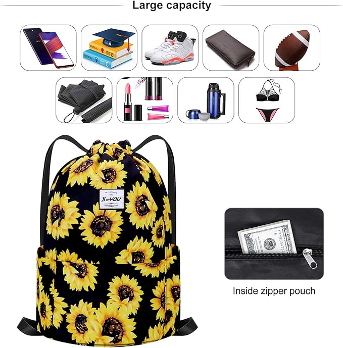 XEYOU Drawstring Sports Backpack Lightweight Gym Yoga Sackpack Shoulder Rucksack Casual Outdoor Daypack for Women and Men