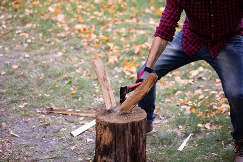 INTERTOOL Hatchet for Chopping Wood and kindling - Small Hand Axe for Camping Firewood - 15” Survival Ax - with Shock-Absorbing Fiberglass Anti-Slip Handle HT-0261
