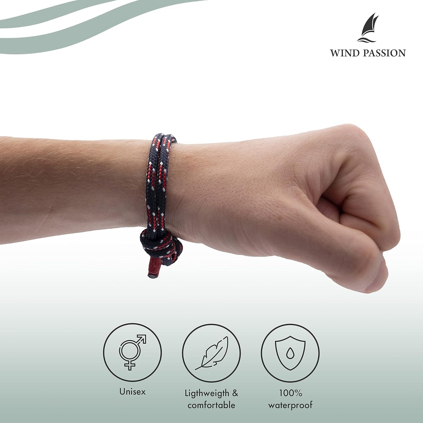 Wind Passion - Rope Bracelet for Men & Women - Adjustable Sailors Knot Paracord Bracelet - Waterproof & Sturdy