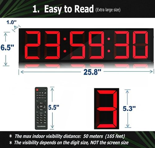 Cynobato Tripod 5.6'' Race Clock, Race Timer, Digital Countdown Clock, with Gym Interval Workout Timers, Stopwatch, for Outdoor Race Events (Red)