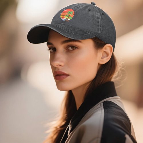 Betyiwling Palm Tree Baseball Cap for Women Men Embroidery Adjustable Washed Distressed Trucker Hat