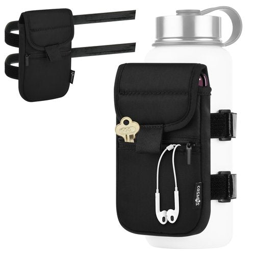 Cosmos Water Bottle Pouch Accessories for Gym Sports Hiking Running Walking Workout, Fits 18-40 Oz Bottle, Storage Pocket for Cell Phone Keys Cards Earphones