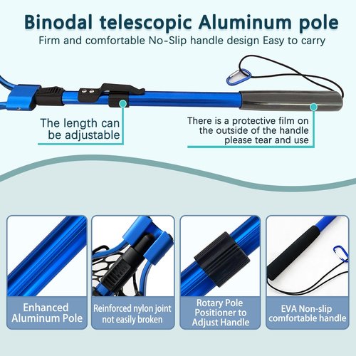 Fishing net (Retractable 19.68, Blue, 48in)