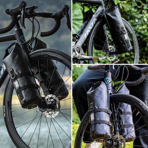 BEENOPT 5L Bike Fork Bag with Multipurpose Cage for Cycling Touring,Lightweight Bicycle Waterproof Dry Cargo Rack Bag for MTB,Road,Mountain,Folding bikes