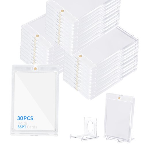 30+5 Magnetic Baseball Card Protector Display Stands, Hard Acrylic Cases, Fit Standard 35PT