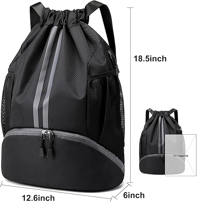 Swim Bag Drawstring Backpack with Wet Pocket Shoe Warehouse String Bag Sackpack for Beach Swimming Pool Gym Sports (Orange)