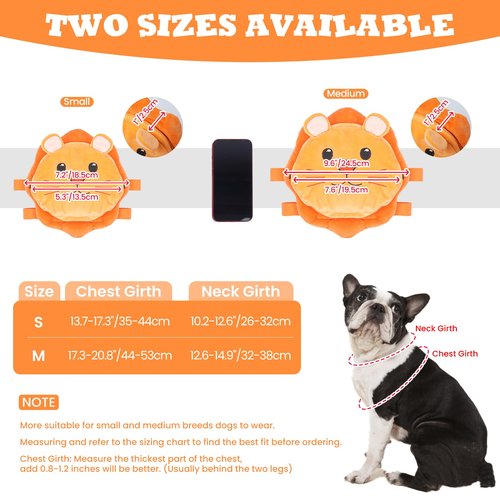 ROZKITCH Dog Backpack Harness, Soft and Adjustable Pet Saddle No Pull Bag with D-Ring for Small Medium Dogs, Cute Lion Design for Outdoor Travel, Walking, and Hiking Animal Self Carrier Bag M