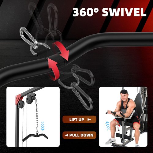 Anobeyi LAT Pull Down Attachment, Gym Tricep Rope Machine LAT Pulldown Bar, Strength Training Gym Equipment Accessory, Ergonomic Curl Bar for Seated Rowing, High Pull Downs (19in W-Bar)