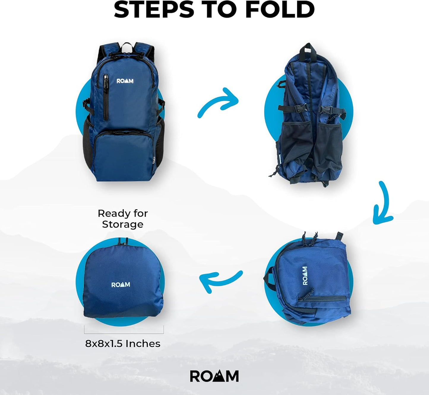 Roam 25L Hiking Daypack - Ultra Lightweight Packable Backpack - Durable, Water Resistant Folding Backpack for Travel, Camping