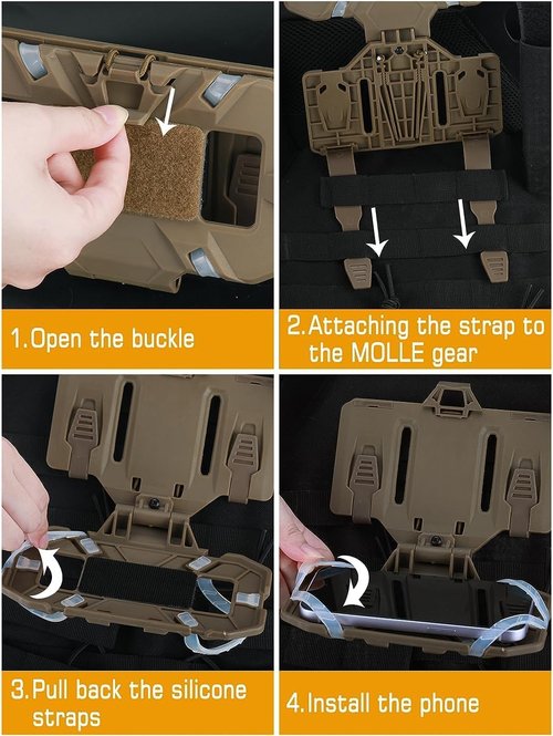 SINAIRSOFT Tactical Vest Phone Holder MOLLE Plate Carrier Phone Mount Folded Navigation Board (Ranger Green)