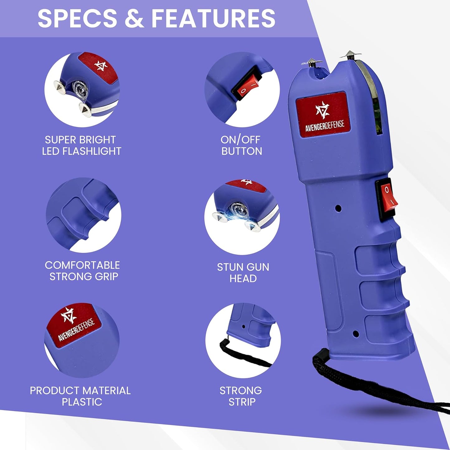 Stun Gun for Self Defense with LED Flashlight Protection Device for Women (ADS-10)