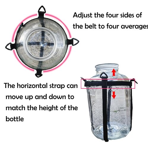 Storbuffs 1 Gallon Glass Jar Easy-Carry Straps,2 Gallon Glass Bottle Carrying Straps.with 4 Triangle Buckle,2 Adjustable Tote Straps.Gray,Polyester Cotton 1mm,Fit 0.5~2 Gallon,Black,not Included Jar
