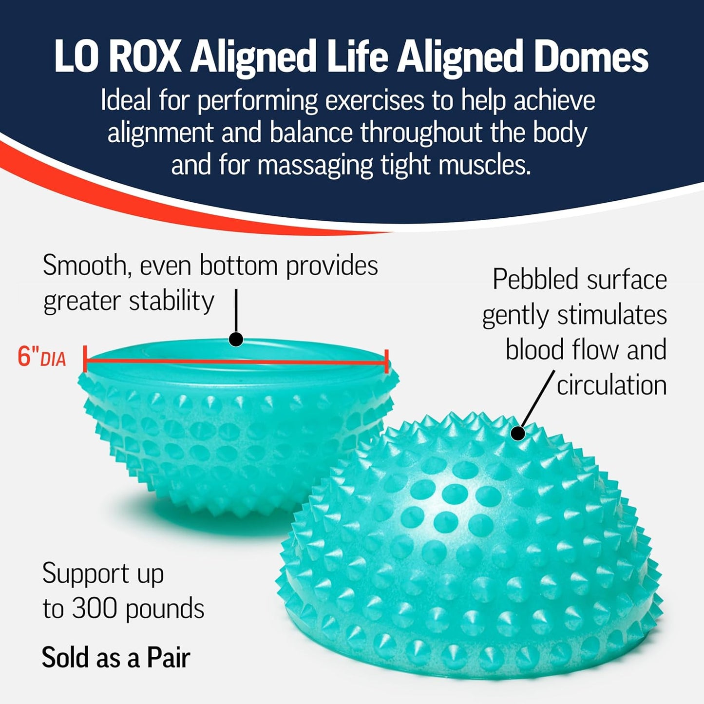OPTP LO ROX Aligned Life Domes (Pair) - Textured Balance Pods - Stability and Balance Training Equipment - Sensory and Self-Massage Tools - by Lauren Roxburgh