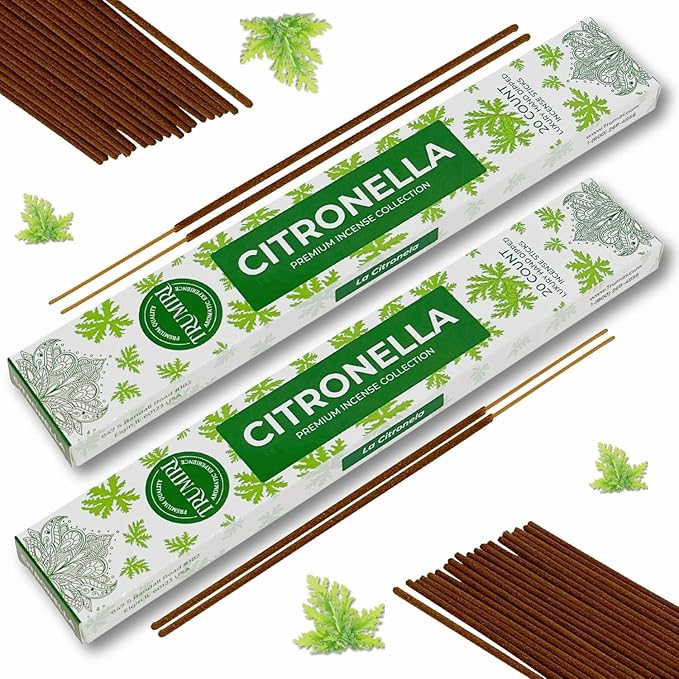 Citronella Incense Sticks for Outdoor Camping - Total 40 Insence-Sticks - Dual Pack of 20 Insense - Inciensos - Inscents - Natural Non Toxic Ingredients - Incents - Incence - Inscense