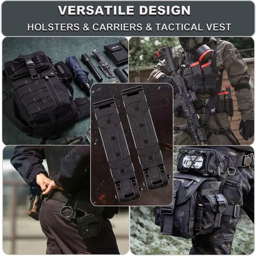 Molle Attachment Clips with Mounting Hardware for Vests, Backpacks, Holsters, Pouches, Locking Belt Clips Black (2 Pack)