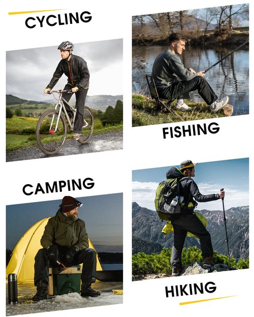 33,000ft Packable Rain Pants for Men Waterproof Hiking Pants Lightweight Rain Pants Outdoor Windproof Pant for Golf, Fishing Black