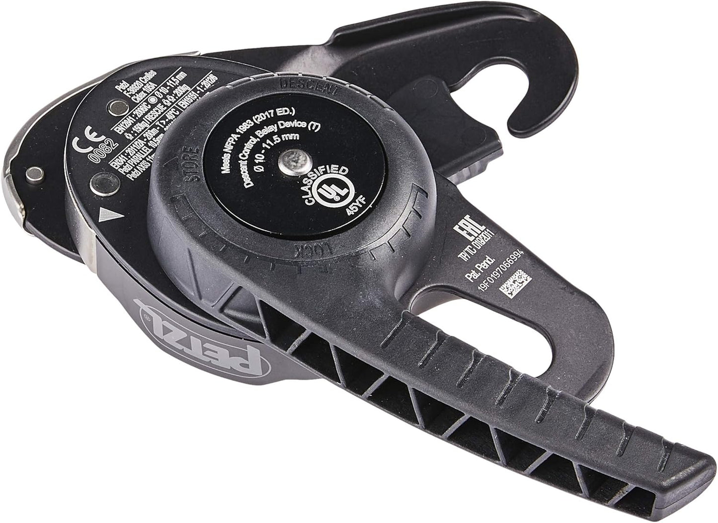 PETZL, Descender Rig Black, Compact self-Braking Descender