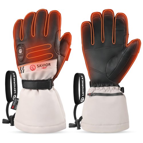 SAVIOR HEAT Heated Gloves 2.0 for Men Women, Premium 3M Insulation App Control Rechargeable Battery Ski Gloves, Electric Waterproof Goatskin Fast Charging for Winter Skiing Hunting Motorcycle (M)