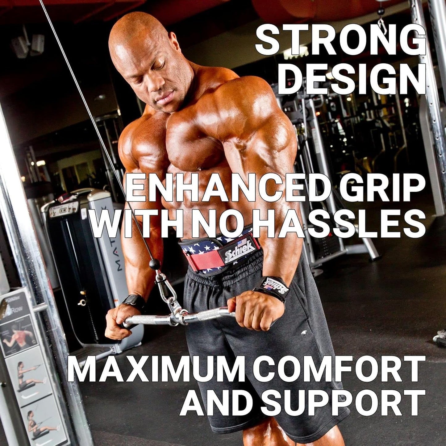 Schiek Sports 1900 Ultimate Hand Grip - 9 mm Thick Neoprene Grips for Weight Lifting - Ultra Durable Non Slip Secure Grip